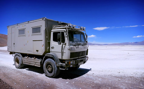 Overland truck on Chile/Bolivia border